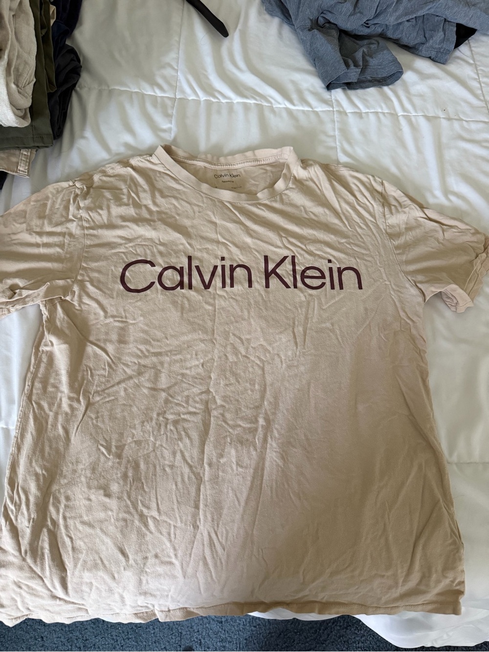 Calvin Klein Men’s Beige Crew Neck Logo Tee